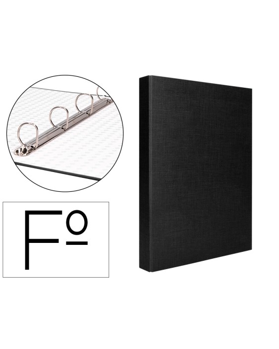 Carpeta de 4 anillas 25mm mixtas liderpapel folio carton forrado paper coat negra