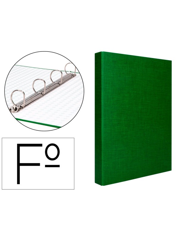 Carpeta de 4 anillas 25mm mixtas liderpapel folio cartonforrado paper coat verde