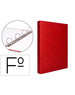 Carpeta de 4 anillas 25mm mixtas liderpapel folio carton forrado paper coat color rojo