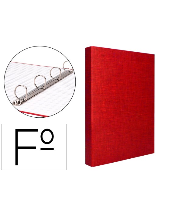 Carpeta de 4 anillas 25mm mixtas liderpapel folio carton forrado paper coat color rojo