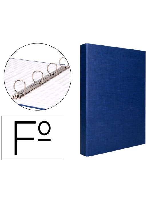 Carpeta de 4 anillas 25mm mixtas liderpapel folio carton forrado paper coat azul