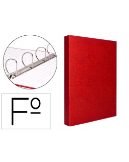 Carpeta de 4 anillas 40mm mixtas liderpapel folio carton forrado paper coat color rojo