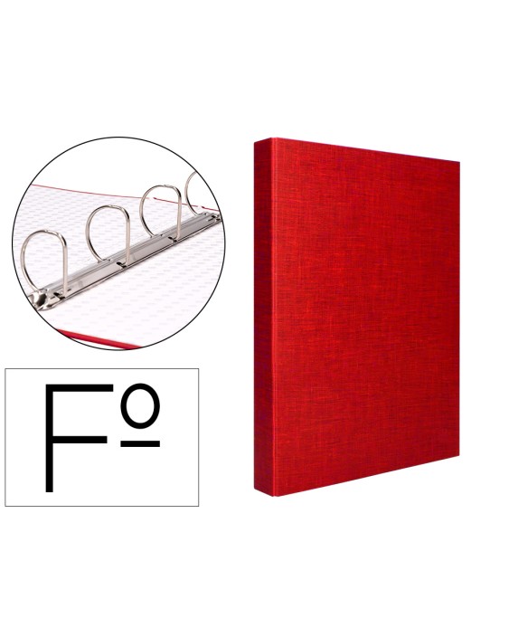 Carpeta de 4 anillas 40mm mixtas liderpapel folio carton forrado paper coat color rojo