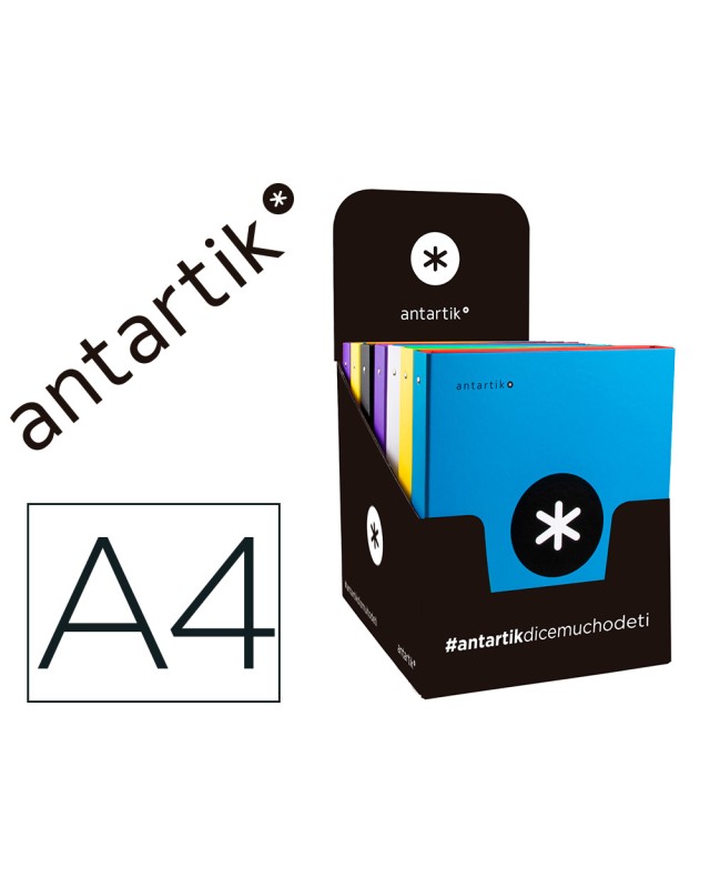 Carpeta 4 anillas 40 mm mixtas antartik a4 forrada colores surtidos