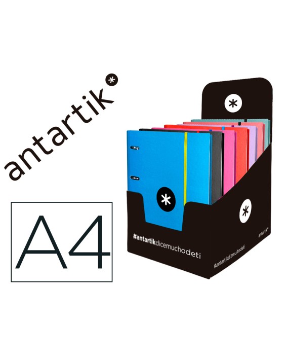 Carpeta con recambio antartik a4 cuadro 5mm forrada 4 anillas 40mm redondas con solapa colores surtidos