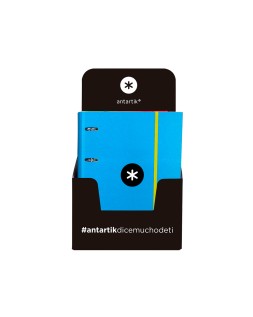 Carpeta con recambio antartik a4 cuadro 5mm forrada 4 anillas 40mm redondas con solapa colores surtidos