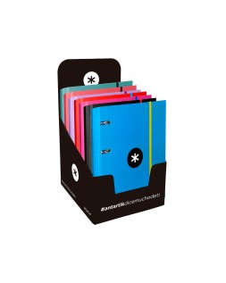 Carpeta con recambio antartik a4 cuadro 5mm forrada 4 anillas 40mm redondas con solapa colores surtidos