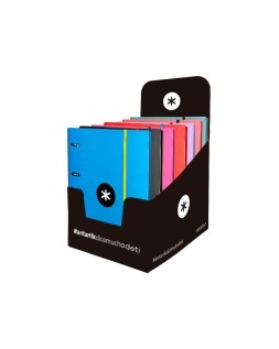 Carpeta con recambio antartik a4 cuadro 5mm forrada 4 anillas 40mm redondas con solapa colores surtidos