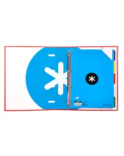 Carpeta con recambio antartik a4 cuadro 5mm forrada 4 anillas 40mm redondas con solapa colores surtidos