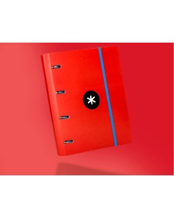 Carpeta con recambio antartik a4 cuadro 5mm forrada 4 anillas 40mm redondas con solapa colores surtidos