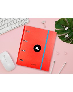 Carpeta con recambio antartik a4 cuadro 5mm forrada 4 anillas 40mm redondas con solapa colores surtidos