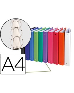 Carpeta de 4 anillas 30mm redondas exacompta a4 carton forrado colores surtidos