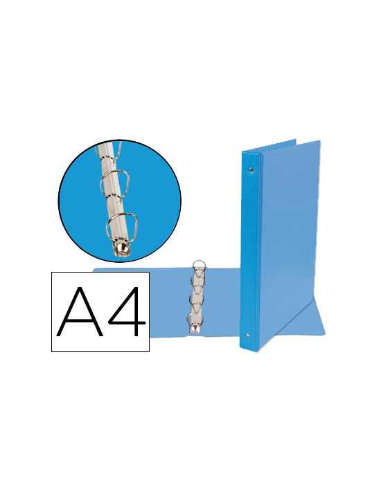 Carpeta de 4 anillas 25 mm mixtas liderpapel a4 carton forrado pvc azul