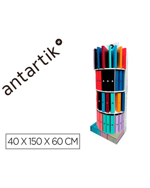 Carpeta antartik expositor de suelo carton con 80 unidades surtidas 40x150x60 cm