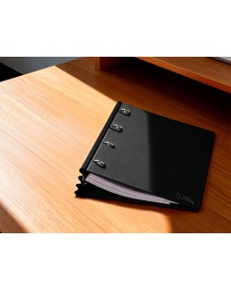 Carpeta liderpapel 4 anillas redondas 25 mm polipropileno din a4 ultra compacta con lomo extensible 4 cm negro