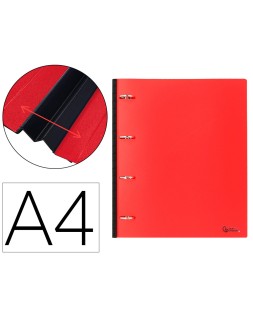 Carpeta liderpapel 4 anillas redondas 25 mm polipropileno din a4 ultra compacta con lomo extensible 4 cm rojo
