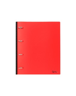 Carpeta liderpapel 4 anillas redondas 25 mm polipropileno din a4 ultra compacta con lomo extensible 4 cm rojo