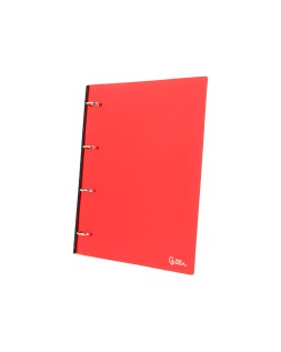 Carpeta liderpapel 4 anillas redondas 25 mm polipropileno din a4 ultra compacta con lomo extensible 4 cm rojo
