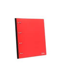 Carpeta liderpapel 4 anillas redondas 25 mm polipropileno din a4 ultra compacta con lomo extensible 4 cm rojo