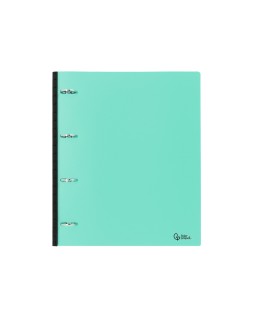 Carpeta liderpapel 4 anillas redondas 25 mm polipropileno din a4 ultra compacta con lomo extensible 4 cm verde