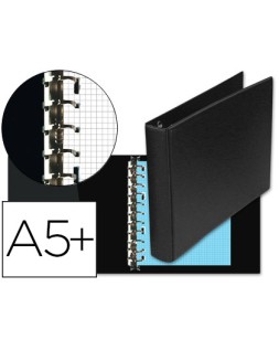 Carpeta multifin alfa 3002-g 11 anillas 39 mm plastico cuarto negro 155x215 mm