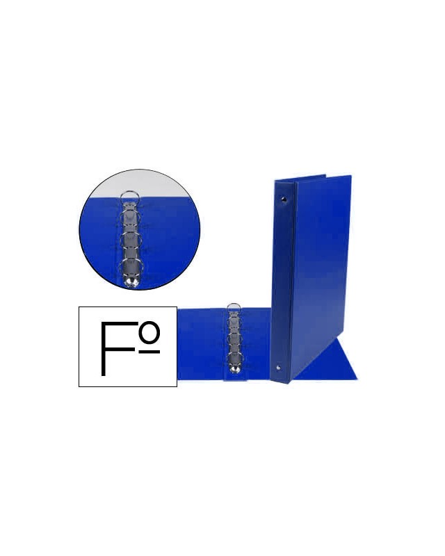 Carpeta liderpapel 4 anillas 25 mm redondas plastico folio color azul marino