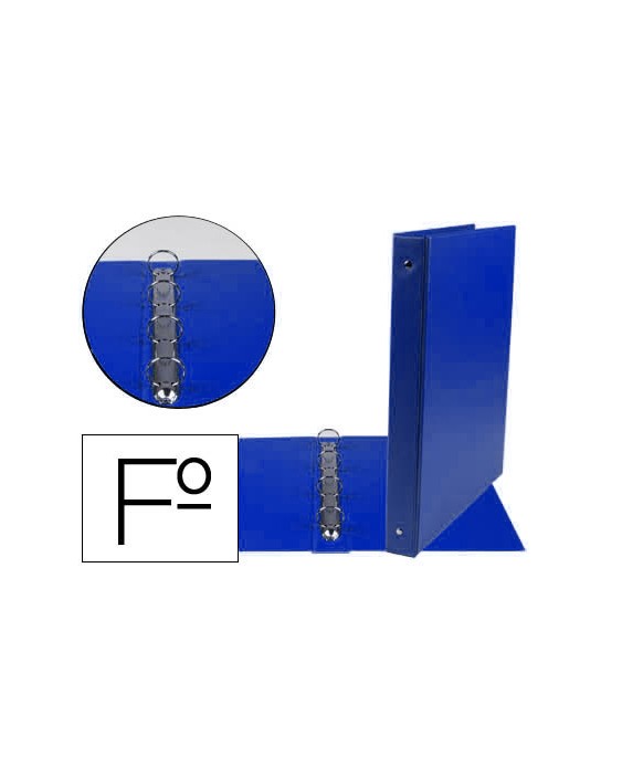 Carpeta liderpapel 4 anillas 25 mm redondas plastico folio color azul marino