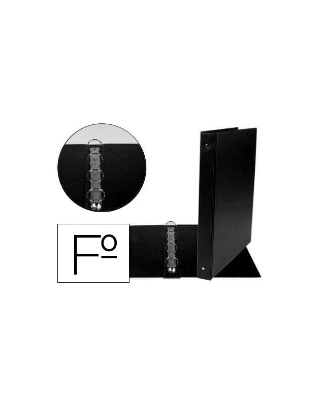 Carpeta liderpapel 4 anillas 25 mm redondas plastico folio color negro