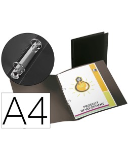 Carpeta liderpapel 2 anillas mixtas mini 15 mm polipropileno din a4 negro opaco