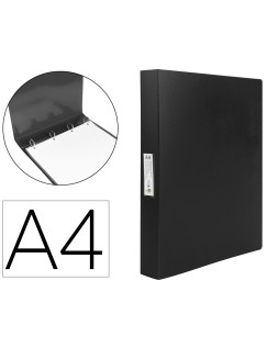 Carpeta liderpapel 4 anillas 25 mm mixtas polipropileno din a4 negro opaco