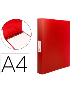 Carpeta liderpapel 4 anillas 25 mm mixtas polipropileno din a4 rojo translucido