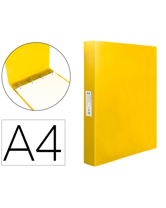 Carpeta liderpapel 4 anillas 25 mm mixtas polipropileno din a4 amarillo fluor opaco
