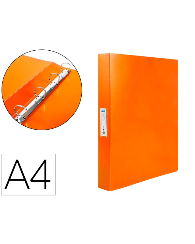 Carpeta liderpapel 4 anillas 25 mm mixtas 43431 polipropileno din a4 naranja serie frosty