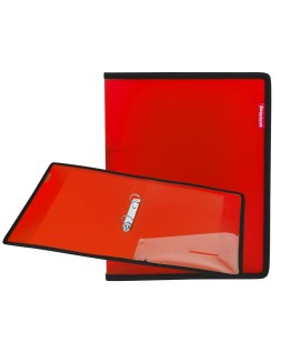 Carpeta liderpapel 2 anillas 25 mm 43030 polipropileno roja con bolsa y tarjetero con ribete negro