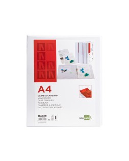 Carpeta canguro 2 anillas mixtas 16mm liderpapel a4 plastico color blanco