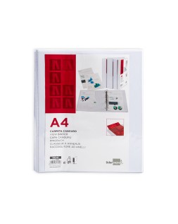 Carpeta canguro 4 anillas mixtas 16mm liderpapel a4 plastico color blanco