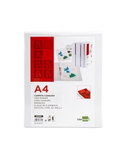 Carpeta canguro 2 anillas mixtas 25mm liderpapel a4 plastico color blanco