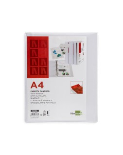 Carpeta canguro 4 anillas mixtas 25mm liderpapel a4 plastico color blanco