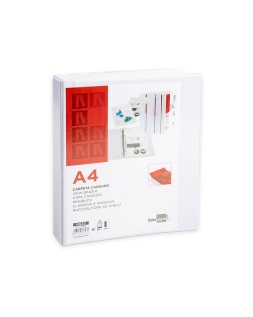 Carpeta canguro 4 anillas mixtas 25mm liderpapel a4 plastico color blanco