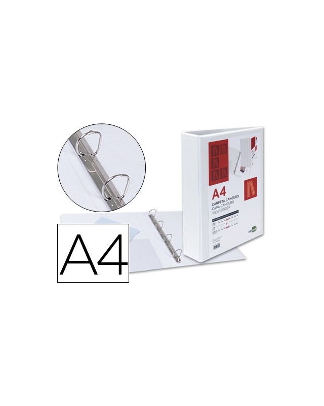 Carpeta canguro 4 anillas mixtas 40mm liderpapel a4 plastico color blanco