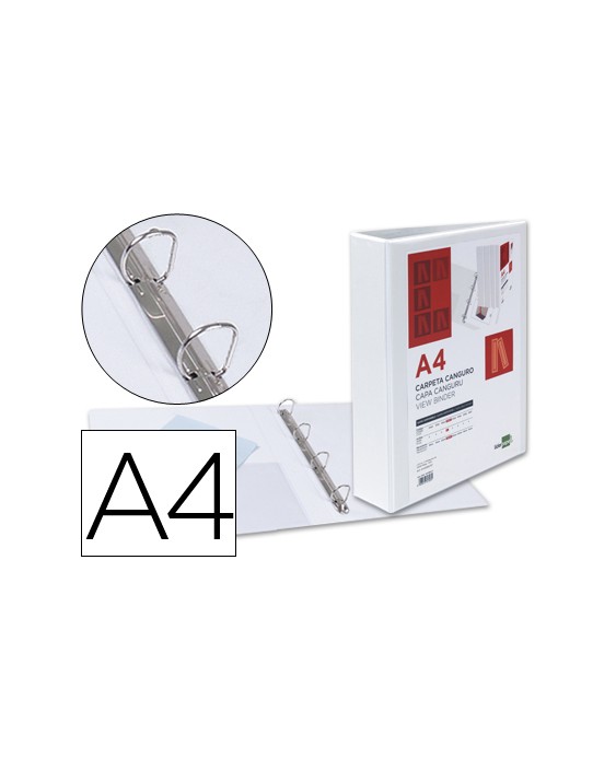 Carpeta canguro 4 anillas mixtas 40mm liderpapel a4 plastico color blanco