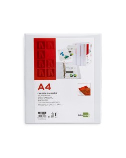 Carpeta canguro 4 anillas mixtas 40mm liderpapel a4 plastico color blanco