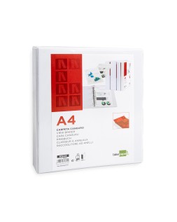 Carpeta canguro 4 anillas mixtas 40mm liderpapel a4 plastico color blanco