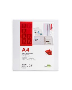 Carpeta canguro 4 anillas mixtas 55mm liderpapel a4 plastico color blanco