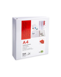 Carpeta canguro 4 anillas mixtas 55mm liderpapel a4 plastico color blanco