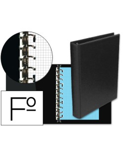 Carpeta multifin alfa 3005-m 16 anillas 24 mm plastico folio negro 215x310 mm