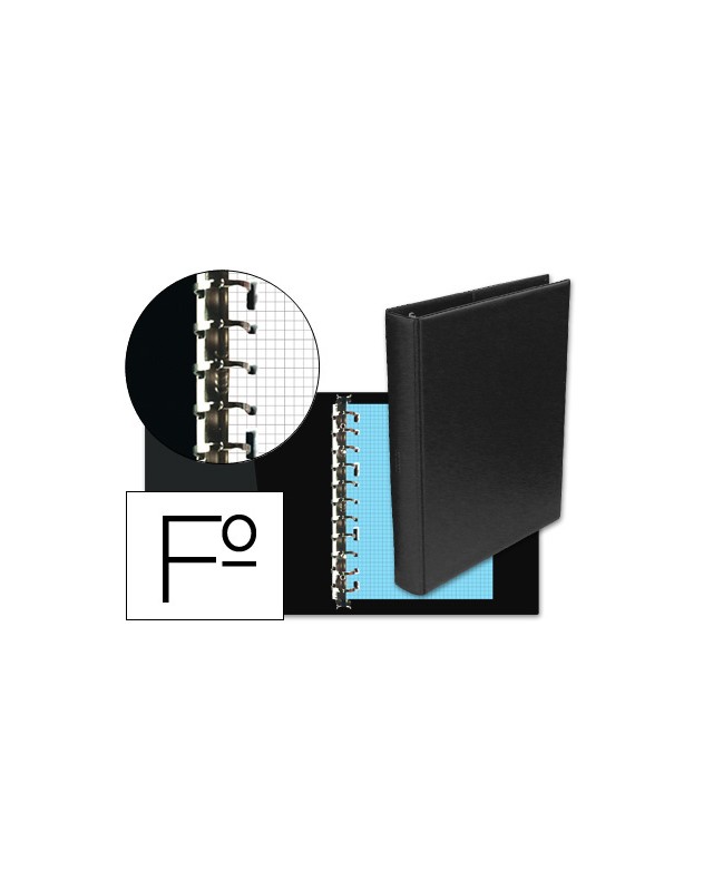 Carpeta multifin alfa 3005-m 16 anillas 24 mm plastico folio negro 215x310 mm