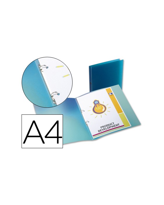 Carpeta liderpapel 2 anillas redondas mini 15 mm 49072 polipropileno din a4 azul translucido