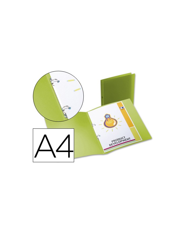 Carpeta liderpapel 2 anillas redondas mini 15 mm 49073 polipropileno din a4 verde translucido