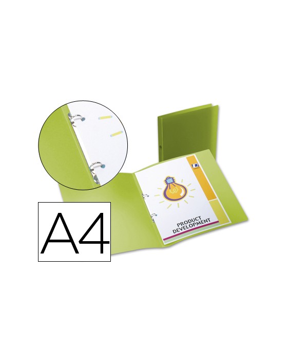 Carpeta liderpapel 2 anillas redondas mini 15 mm 49073 polipropileno din a4 verde translucido